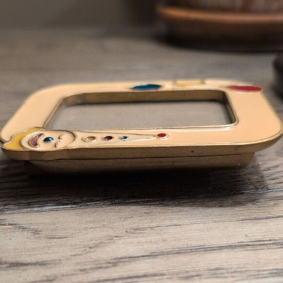 Vintage The Bucklers Inc Heavy Enamel Clown & Balloons Brass Picture Frame MCM - Picture 8 of 9